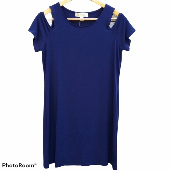 Michael Kors Dresses & Skirts - NWT Michael Kors Blue Cold Shoulder Dress  (Med)